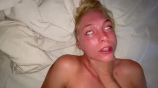 Choking a blonde bitch during sex